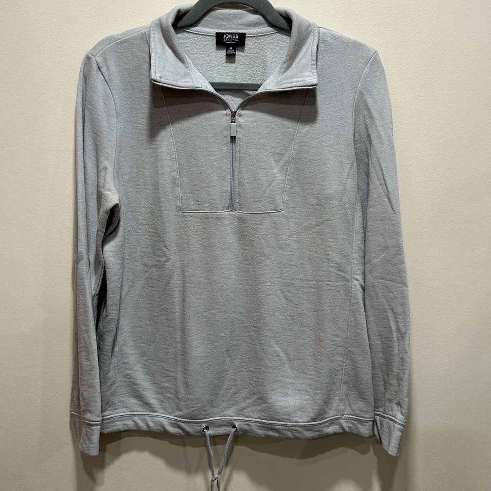 Jones New York Gray Zip Up Sweater Relaxed Fit
